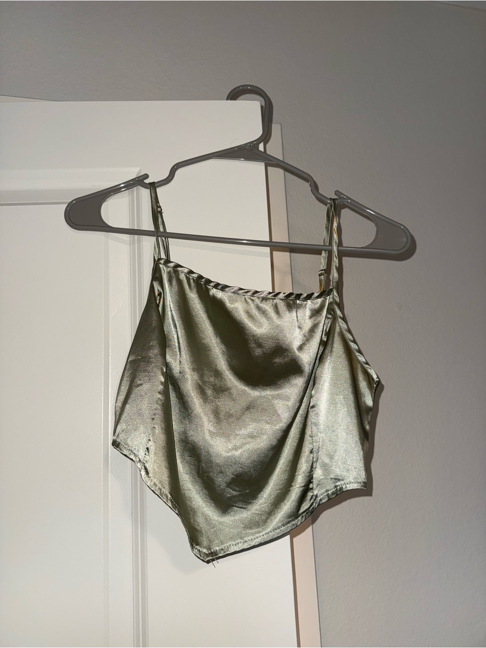Satin Blue Green Asymmetrical Cami Top